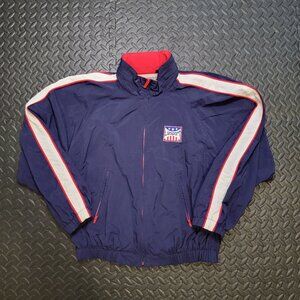 Women's Nylon Windbreaker, Vintage Liz Sport Track Jacket, Blue, Petite Small